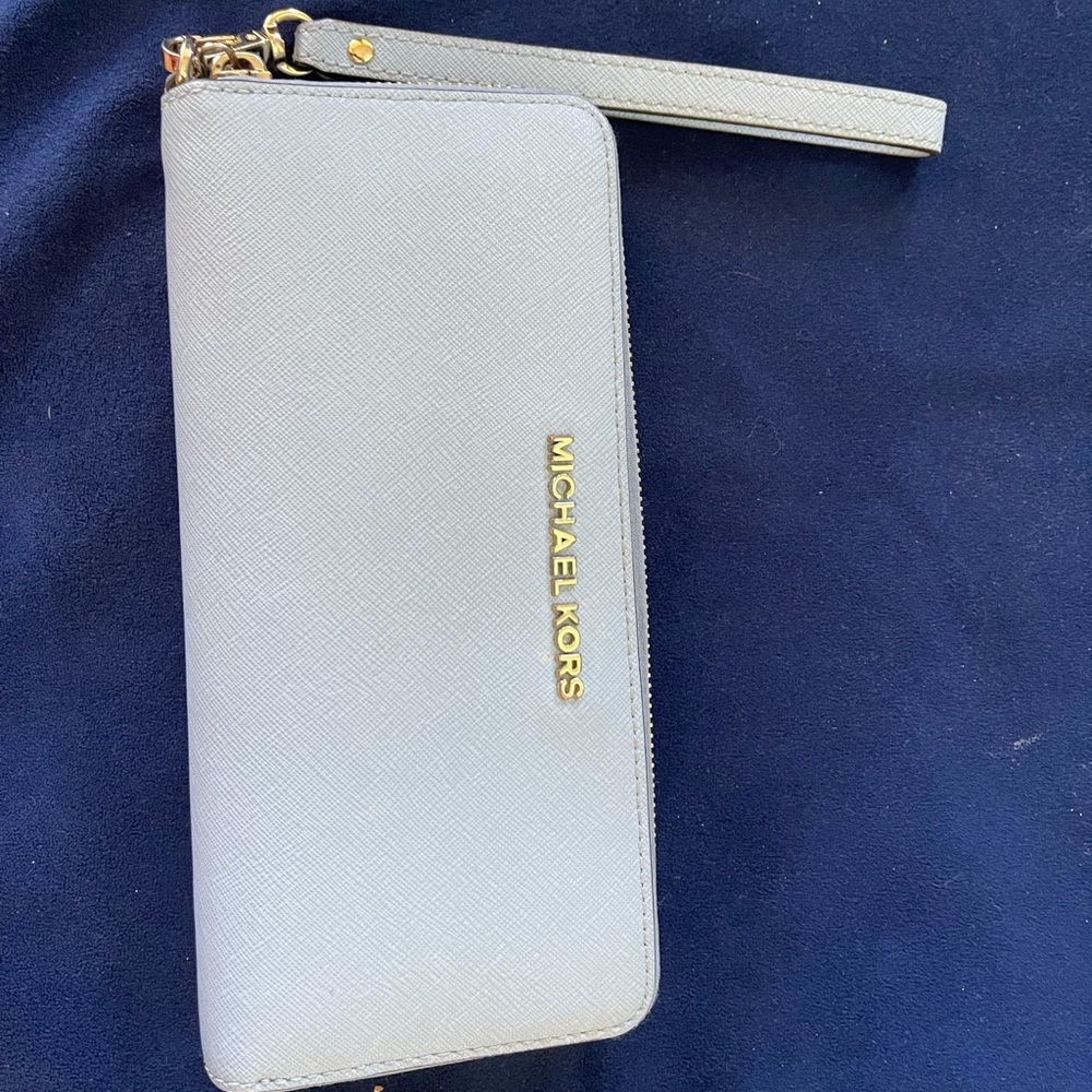 Blue Michael Kors Wristlet